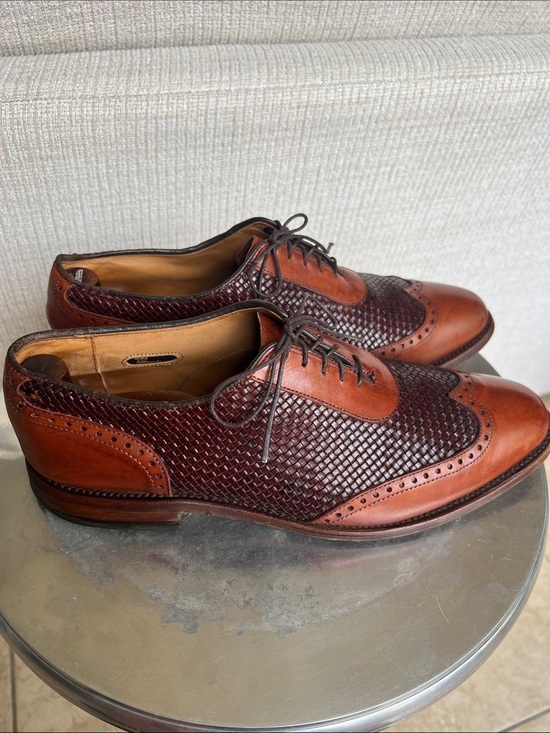 Allen Edmonds Two-Tone Brown Woven Leather Wingtip Oxfords main image 6
